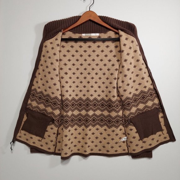 Athleta Teton Cardigan Full Zip LS Wool Nylon Blend Sweater Womens Large Brown - Picture 4 of 9